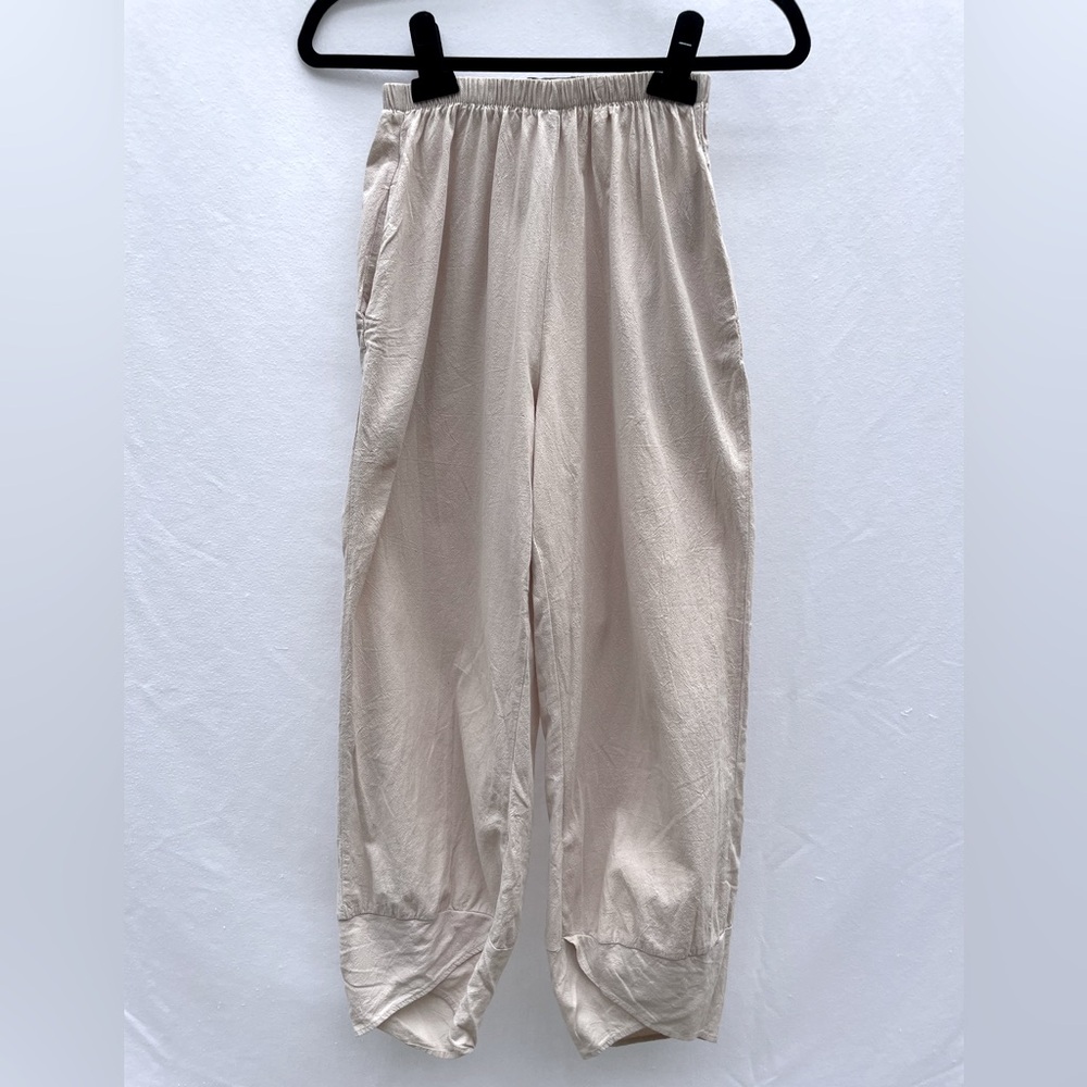Cropped, tulip-hem linen pants